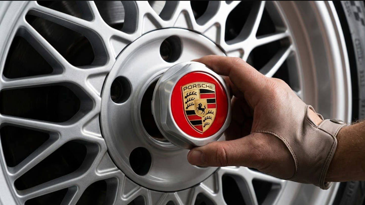 ¿De qué tono de rojo es la tapa central de la llanta de Porsche?