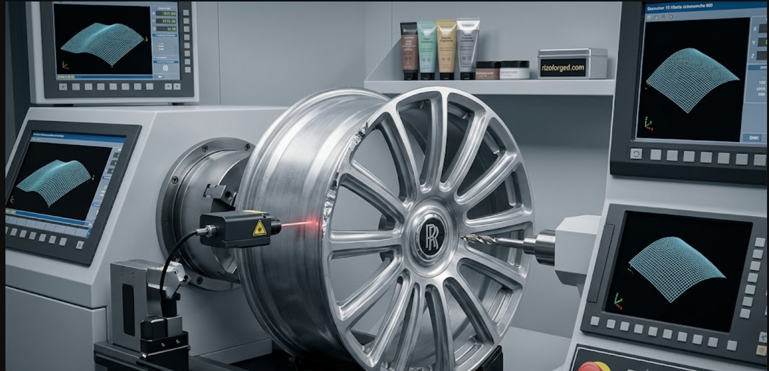Come si riparano i graffi da marciapiede su un cerchione Rolls Royce lavorato a macchina?