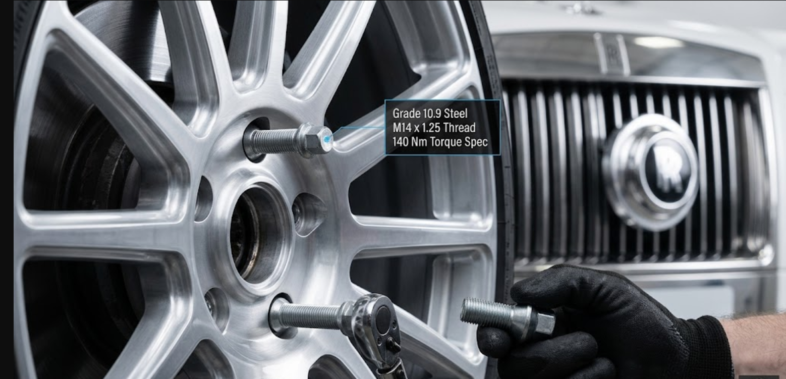 Queste auto di lusso non utilizzano dadi standard, bensì bulloni in stile europeo con una resistenza alla trazione molto più elevata. Specifiche della filettatura: la ferramenta richiesta dalla fabbrica include bulloni filettati M14 x 1,25 temprati con una sede conica precisa a 60 gradi. Grado metallurgico: le fabbriche producono questi robusti bulloni in acciaio di grado 10.9 e il metallo resiste all'estrema sollecitazione di taglio laterale creata dal telaio da 6.000 libbre. Tolleranza di coppia: i meccanici devono montare i bulloni pesanti esattamente a 140 Nm per garantire la massima sicurezza durante la guida ad alta velocità in autostrada.