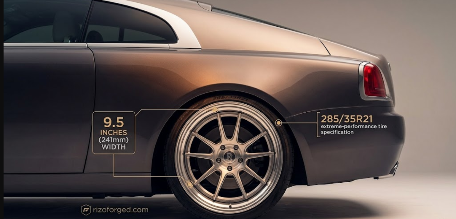 Quanto sono larghe le ruote posteriori di una Rolls Royce Wraith?