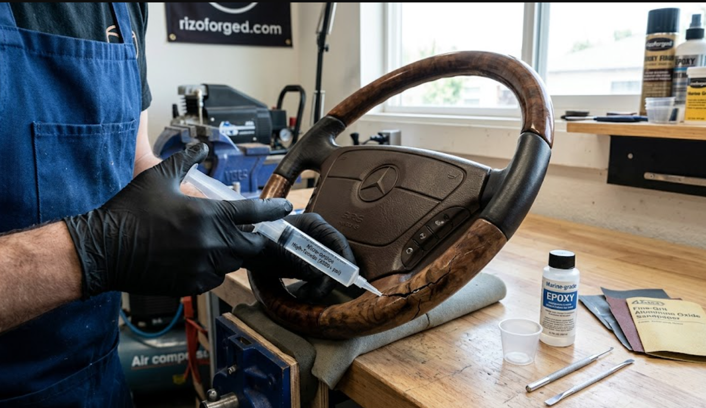 Cómo reparar un volante de madera agrietado para Mercedes