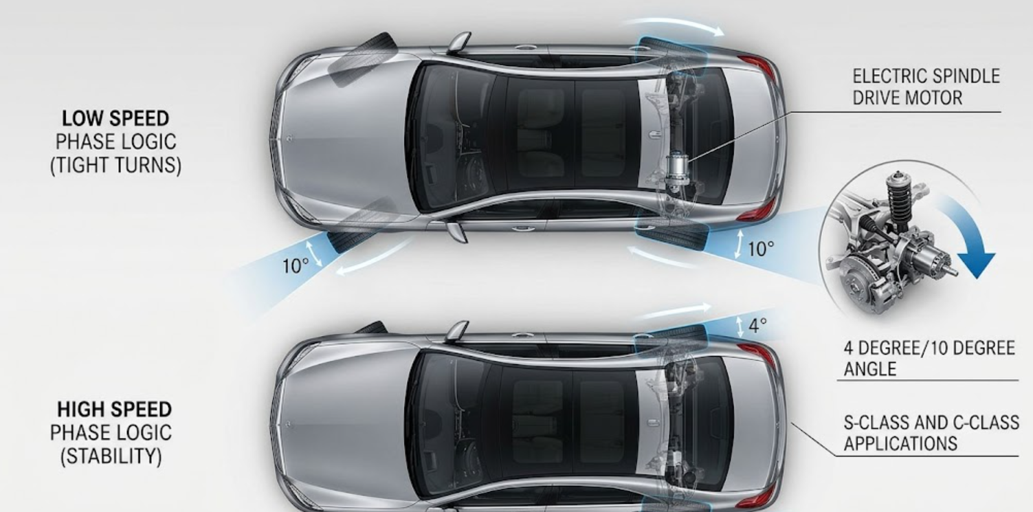 ¿Qué modelo de Mercedes tiene dirección en las ruedas traseras?
