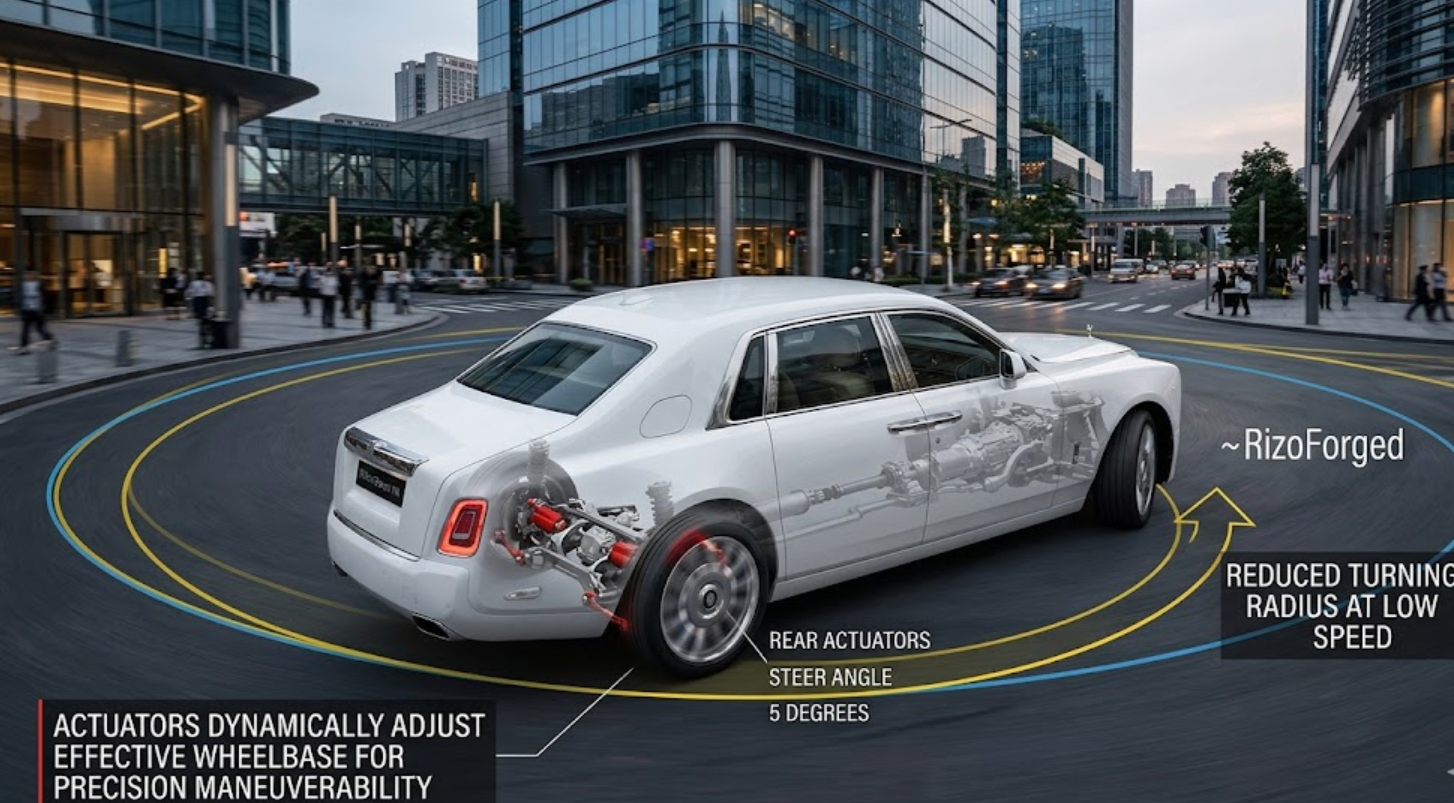 Come funziona lo sterzo posteriore della Rolls Royce?