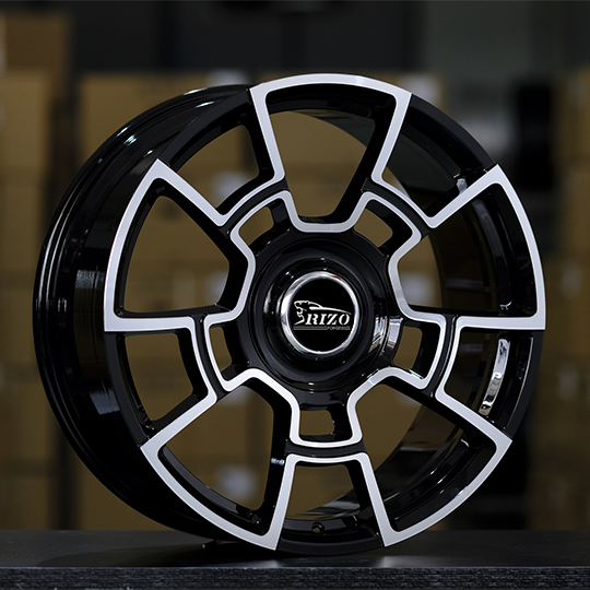5797F rollys royce ghost wheels black machined face with floating wheels-1
